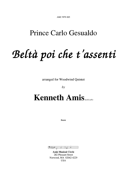 Belta poi che t'assenti - Introductory Notes