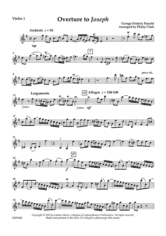 Overture to Joseph - Violin 1
