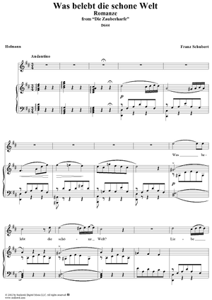 Was belebt die schöne Welt, (Romanz) No. 9 aus dem Melodram: Die Zauberharfe, D644