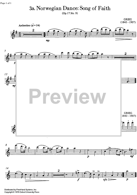 Two Norwegian Dances (Op.17 No. 9 and No.23) - Flute