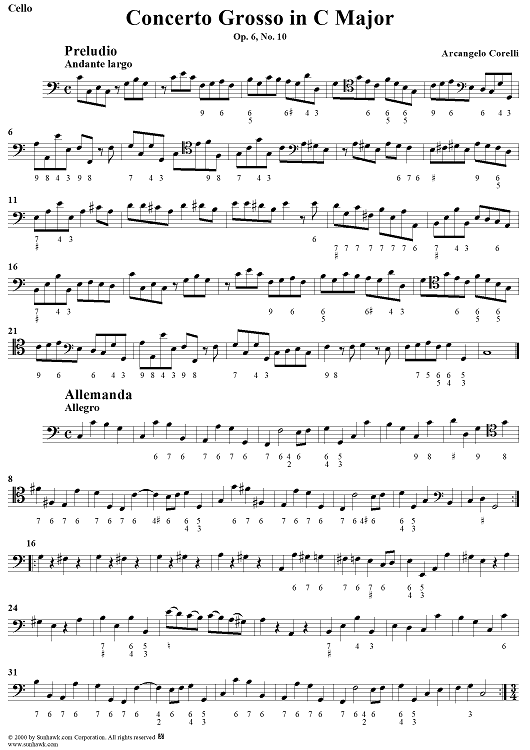 Concerto Grosso No. 10 in C Major, Op. 6, No. 10 - Solo Cello