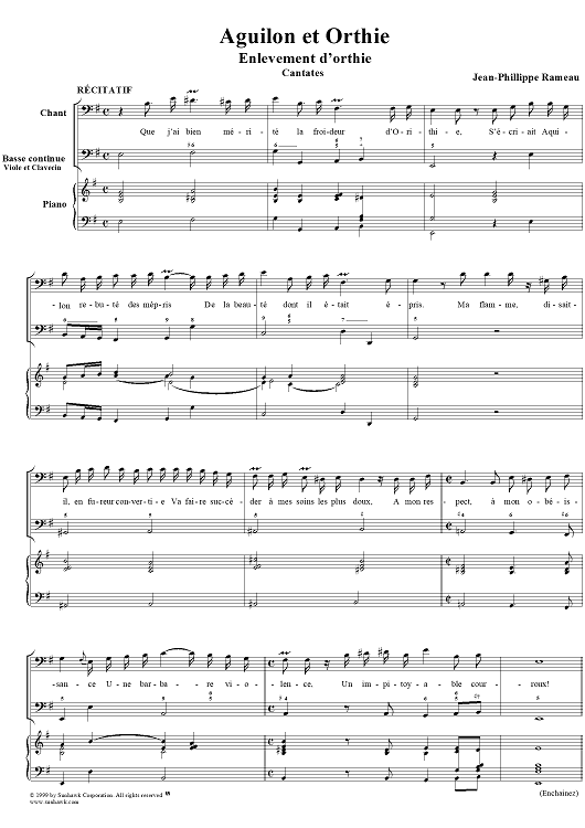 Cantates, Aquilon et Orthie (Enlevement d'orthie)