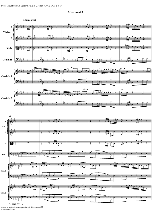 Double Clavier Concerto No. 3 in C Minor, Movement 3   (BWV 1062) - Score
