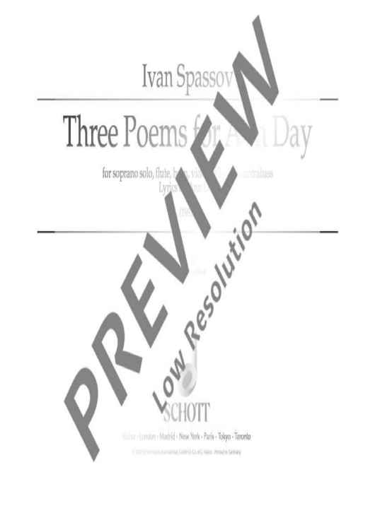 Three Poems for Ann Day - Score and Parts