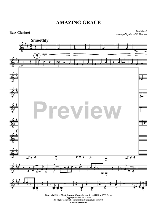 Amazing Grace - Bass Clarinet