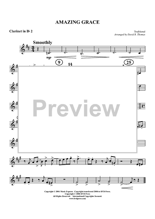 Amazing Grace - Clarinet 2 in B-flat