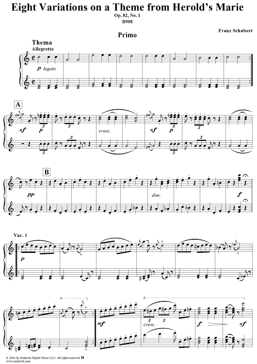 Eight Variations on a Theme from Hérold's Marie, Op. 82, No. 1