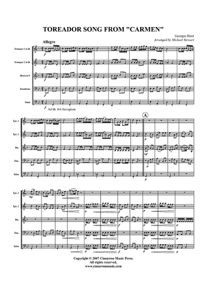 Toreador Song from "Carmen" - Score