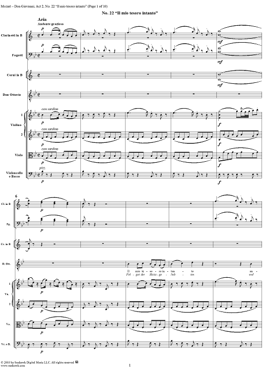"Il mio tesoro intanto", No. 22 from "Don Giovanni", Act 2, K527 - Full Score