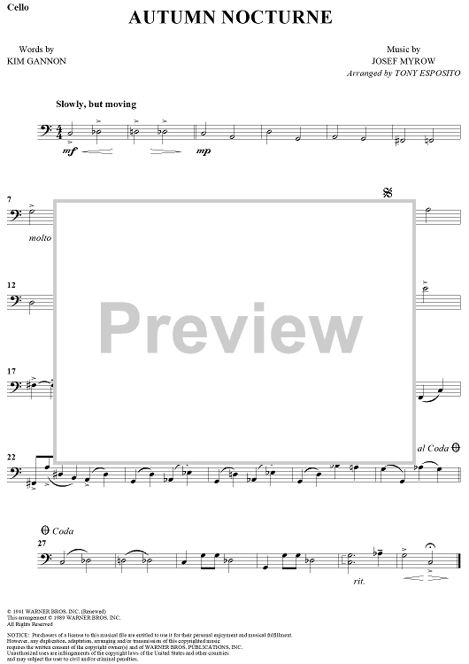Autumn Nocturne - Cello