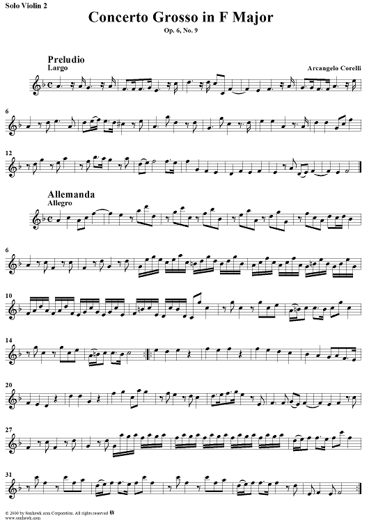 Concerto Grosso No. 9 in F Major, Op. 6, No. 9 - Solo Violin 2