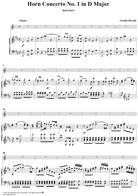 Horn Concerto No. 1 - Piano Score