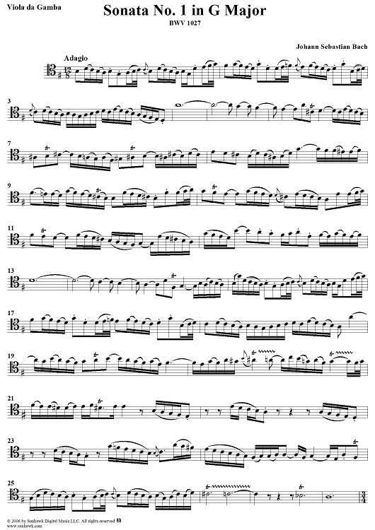 Sonata No. 1 in G Major - Viola da Gamba - Viola da gamba