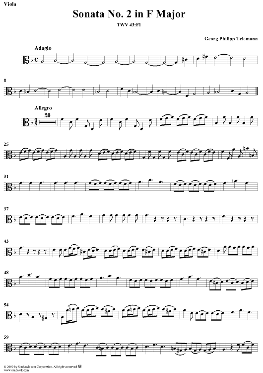 Sonata No. 2 in F Major - Viola