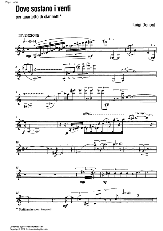 Dove sostano i venti - Clarinet in B-flat