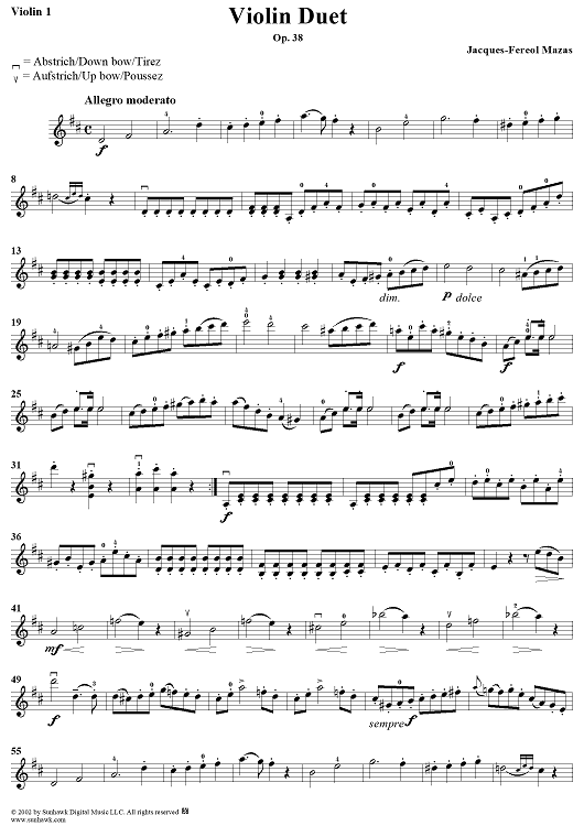 Violin Duets, Op. 38 - Violin 1