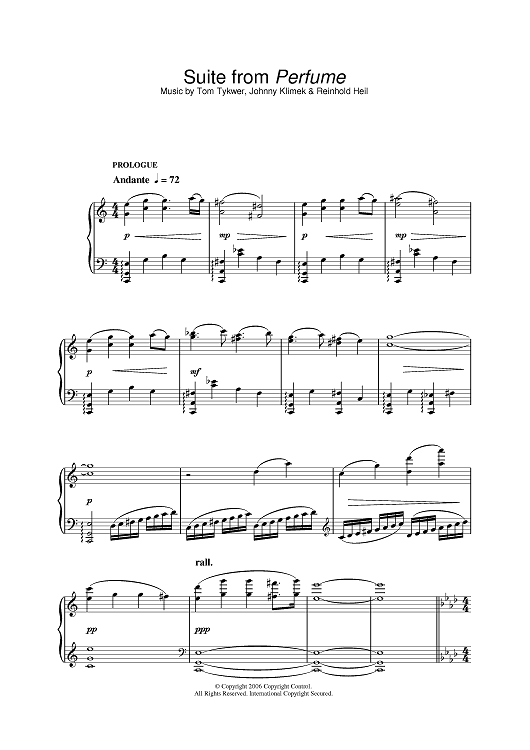 Suite (from Perfume)" Sheet Music by Tom Tykwer for Piano Sheet Music Now