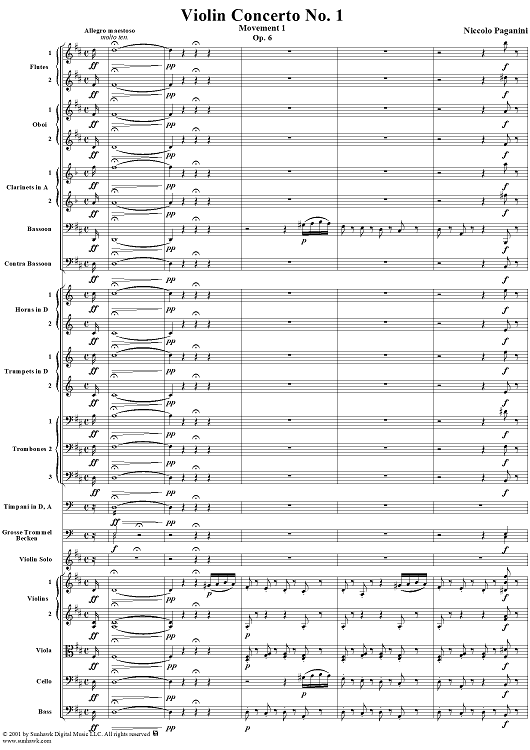Violin Concerto no. 1, op. 6, movt. 1 - Full Score