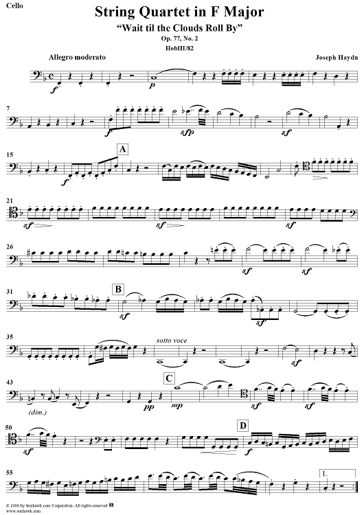 String Quartet in F Major, Op. 77, No. 2 - Cello