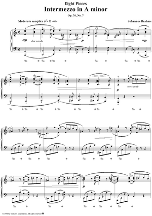 Klavierstucke, No. 7: Intermezzo in A Minor