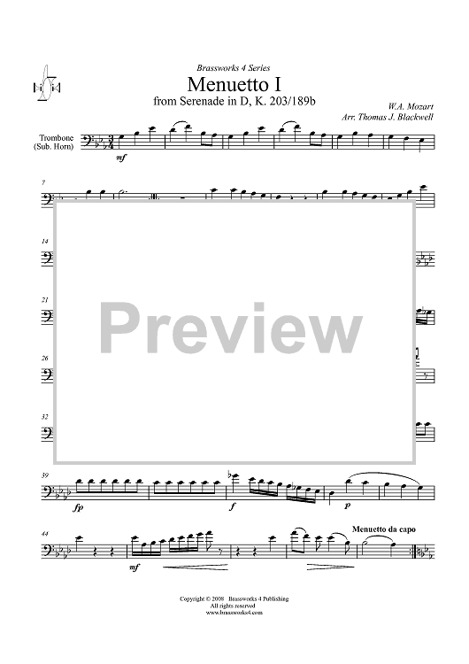 Menuetto I - Trombone (opt. F Horn)