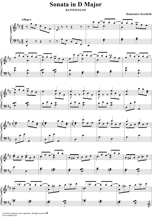 Sonata in D major, K137