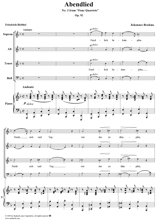 Four Quartets, Op. 92, No. 3: Abenlied