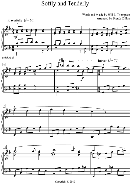 Softly Notes Softly and Tenderly