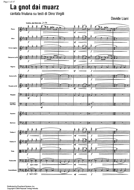 La gnot dai muarz (The night of the Dead) - Score