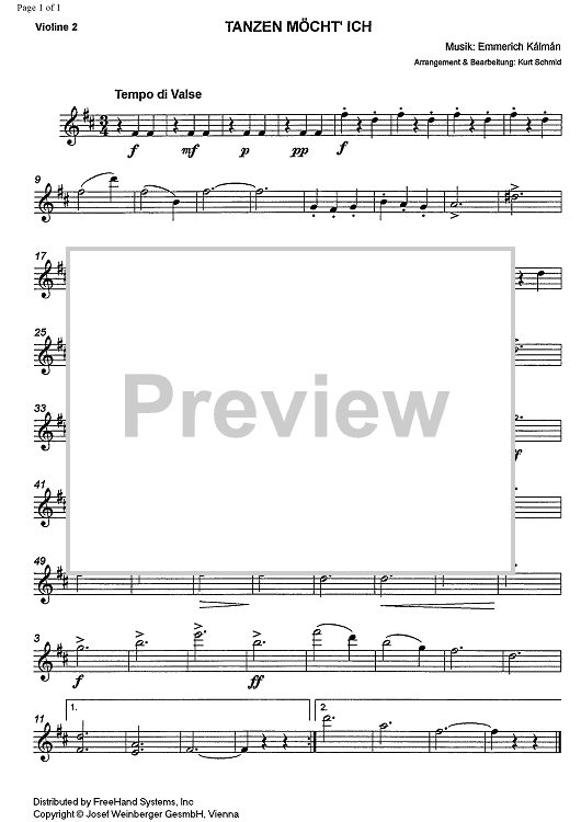 Tanzen möcht' ich! from Die Csardasfürstin - Violin 2