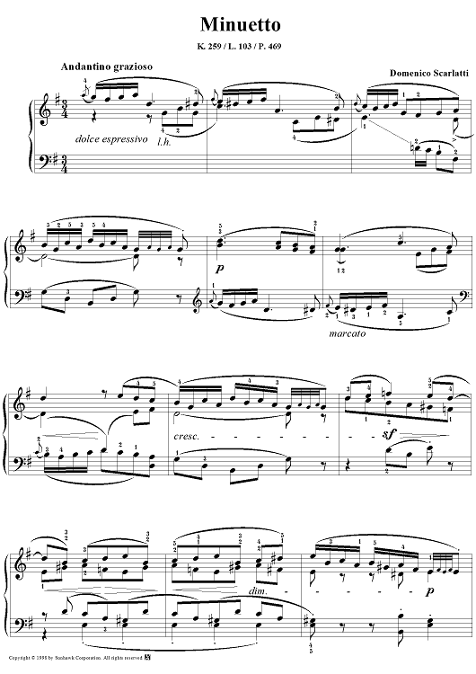 Sonata in G major, K. 259 (Minuetto)