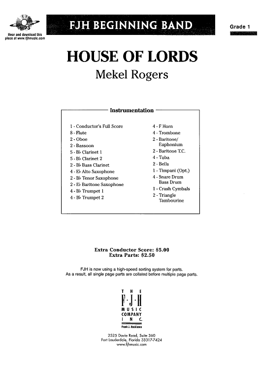 House of Lords - Score Cover