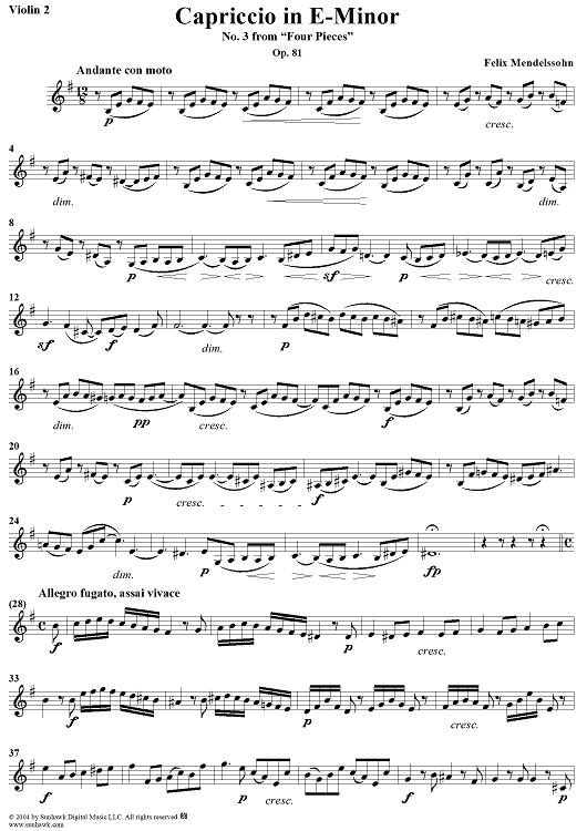 No. 3: Capriccio - Violin 2