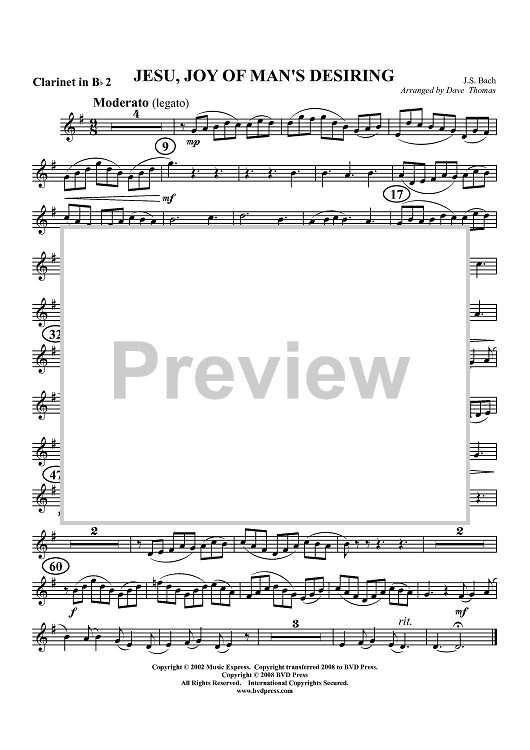 Jesu, Joy of Man's Desiring - Clarinet 2 in B-flat