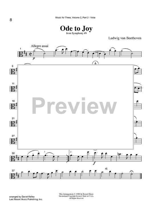 Ode to Joy - from Symphony #9 - Part 2 Viola