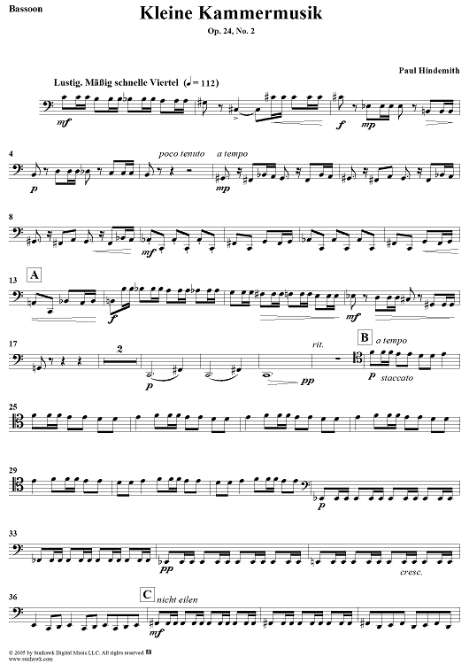 Kleine Kammermusik für fünf Bläser - Bassoon