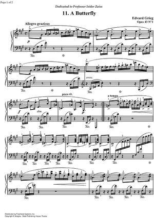 Lyrical Pieces Op.43 No. 1 - Schmetterling (Butterfly)