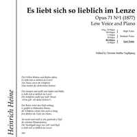 Es liebt sich so lieblich im Lenze Op.71 No. 1