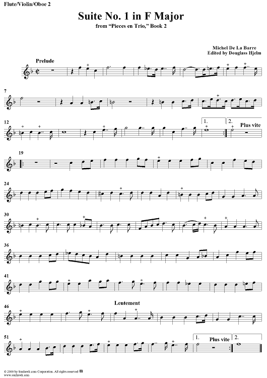 Suite No. 1 in F Major from "Pieces en Trio" Book 2 - Flute/Oboe/Violin 2