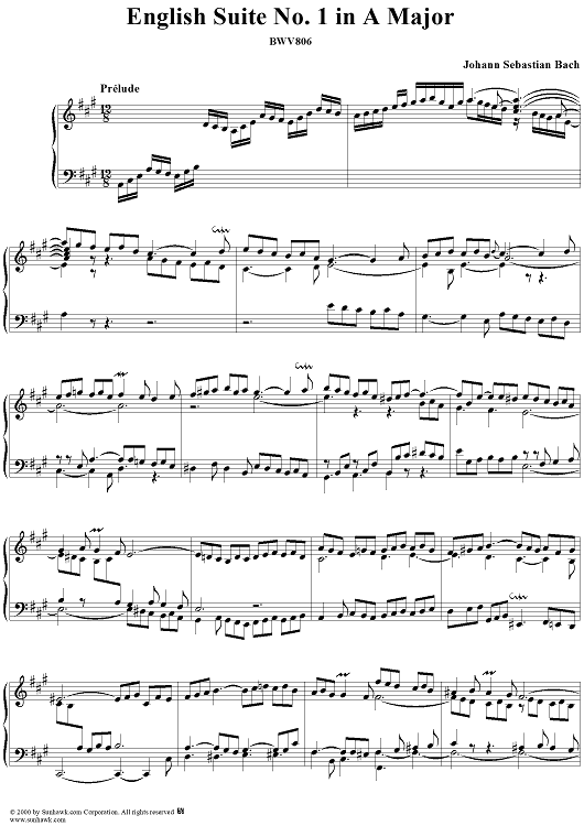 English Suite No. 1 in A Major (BWV806)