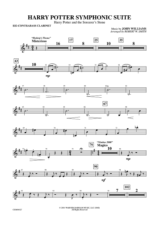 Harry Potter Symphonic Suite - EE-flat Contrabass Clarinet