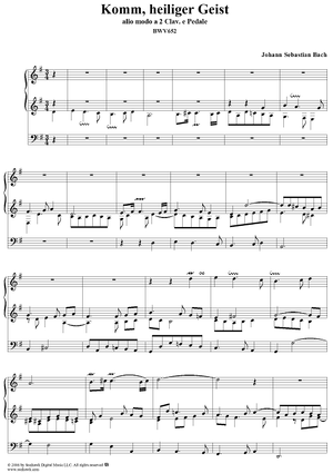 Komm, heiliger Geist (alio modo), No. 2 from "18 Leipzig Chorale Preludes", BWV652