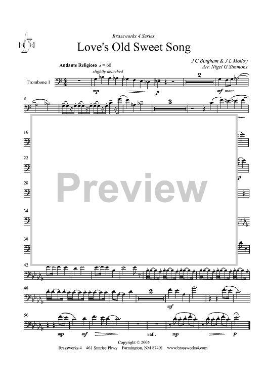 Love's Old Sweet Song - Trombone 1