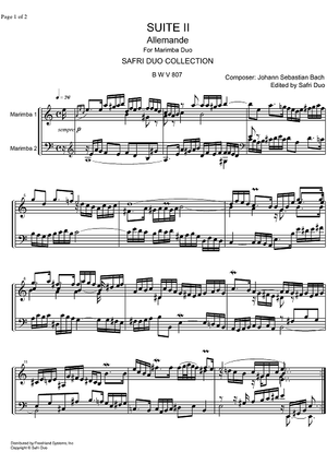 Suite  2 a minor BWV 807 - Score