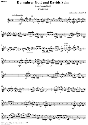 "Du wahrer Gott und Davids Sohn", Duet, No. 1 from Cantata No. 23: "Du wahrer Gott und Davids Sohn" - Oboe 2