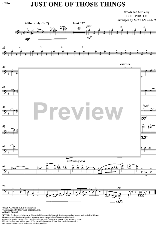 Just One of Those Things - Cello