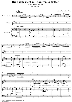 "Die Liebe zieht mit sanften Schritten", Aria, No. 2 from Cantata No. 36/1: "Schwingt freudig euch empor" - Piano Score