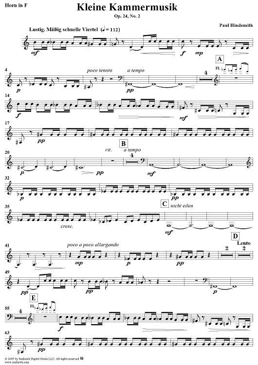 Kleine Kammermusik für fünf Bläser - Horn