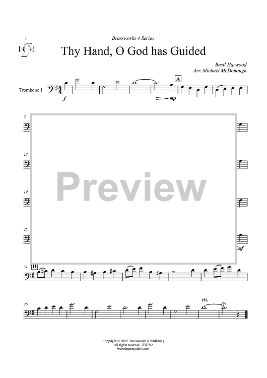 Thy Hand, O God has Guided - Trombone 1