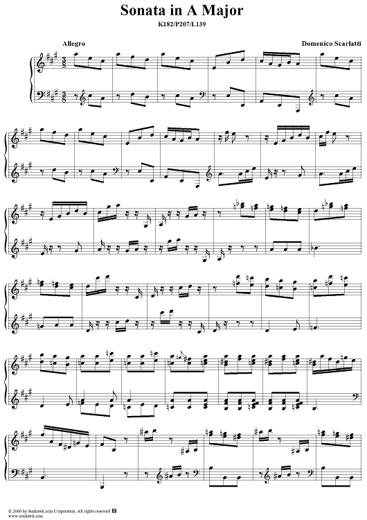 Sonata in A major - K182/P207/L139